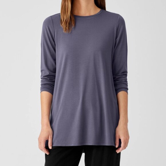 Eileen Fisher Blue Long Sleeve Tencel Tunic Top - Picture 1 of 6